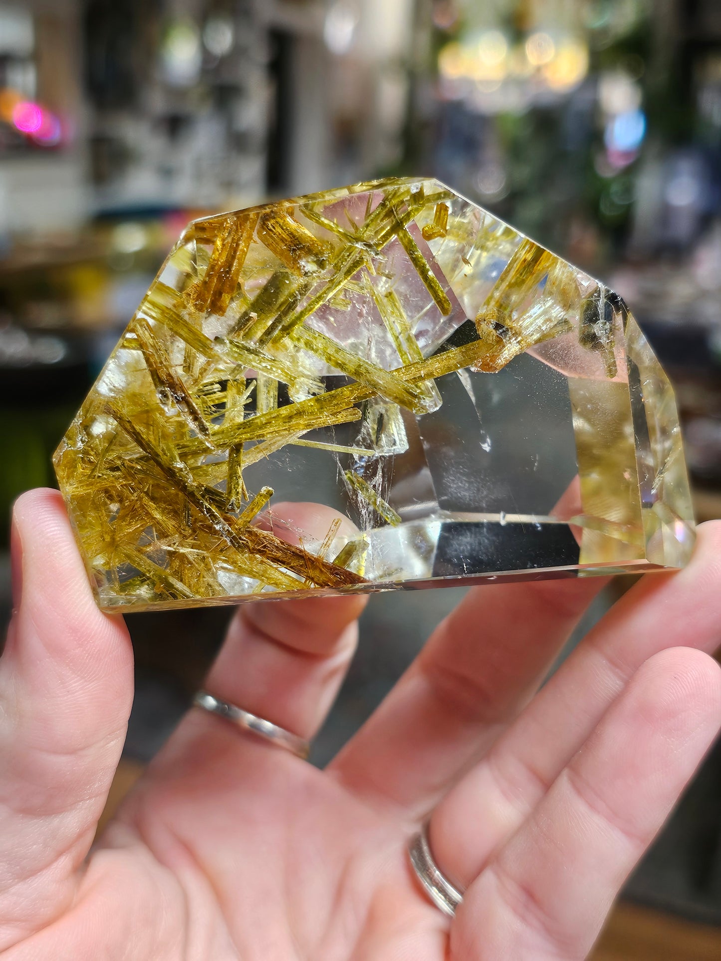Epidote in Quartz Freeform