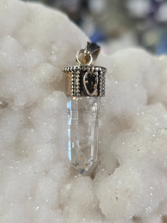 Smoky Quartz & Clear Quartz Pendant