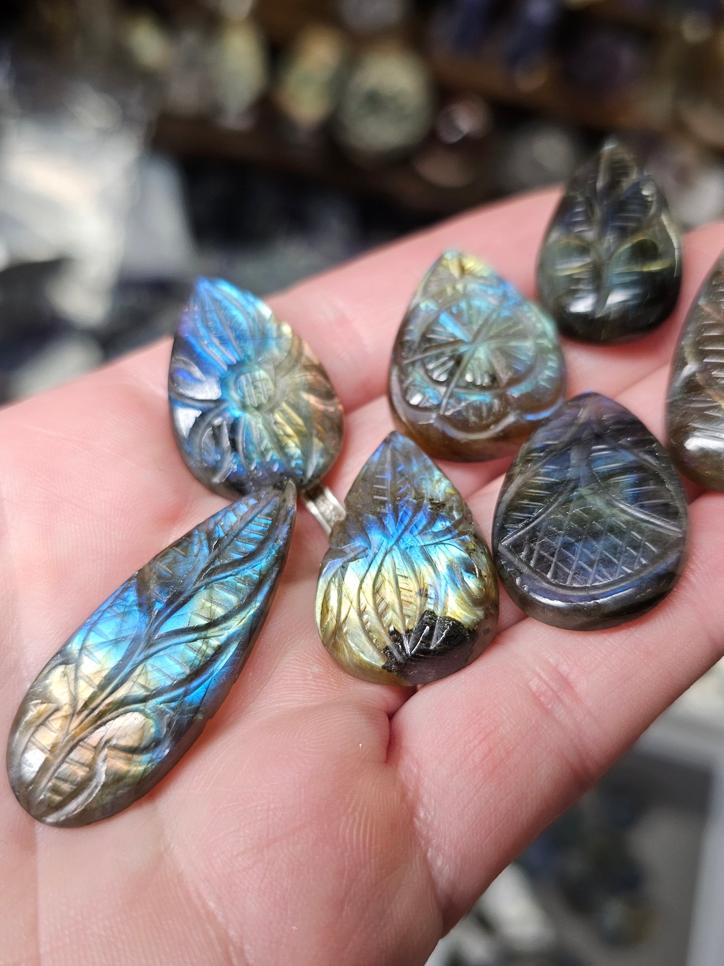 Carved Labradorite Teardrop Cabochon