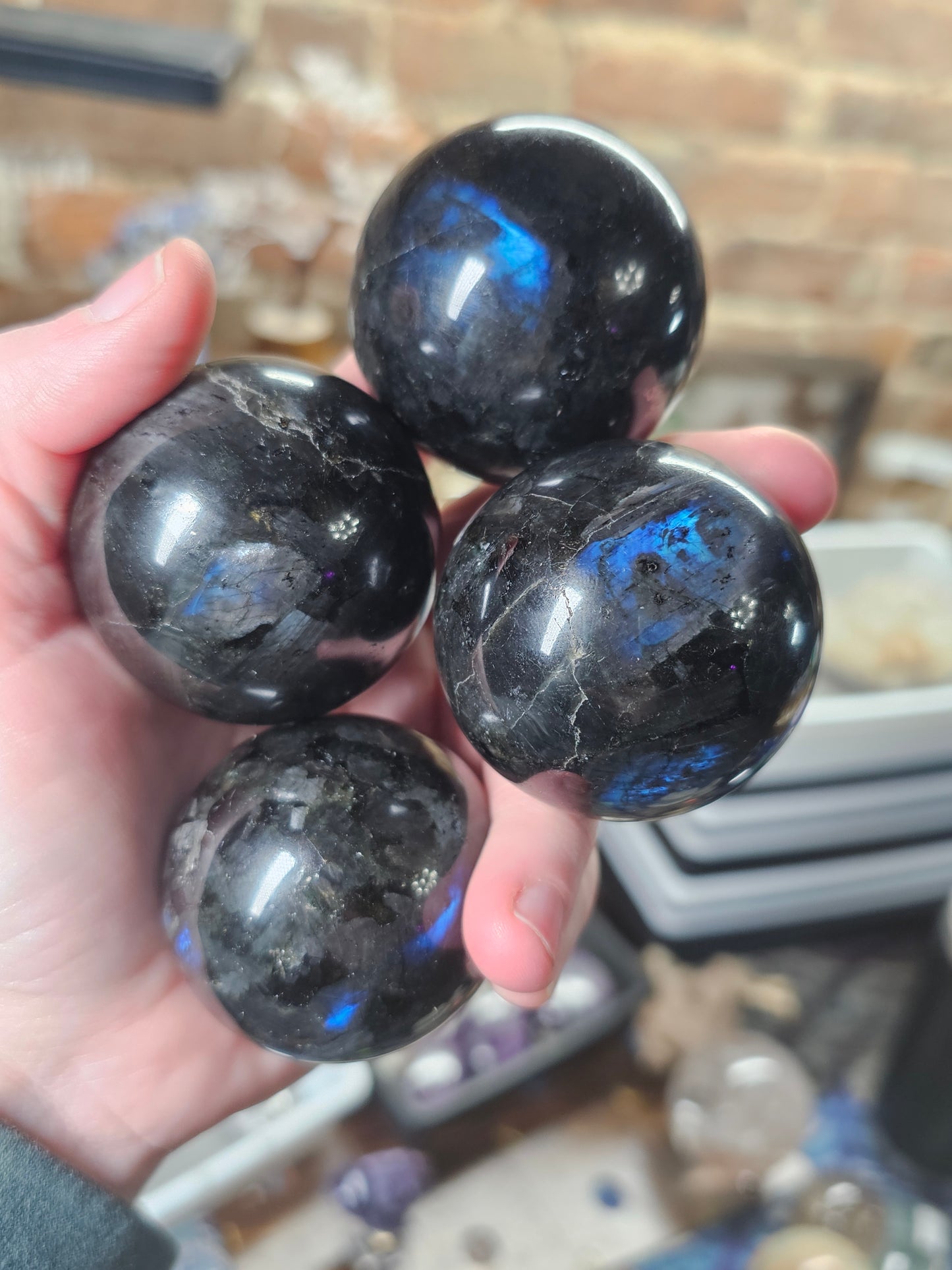 Blue Larvikite Spheres