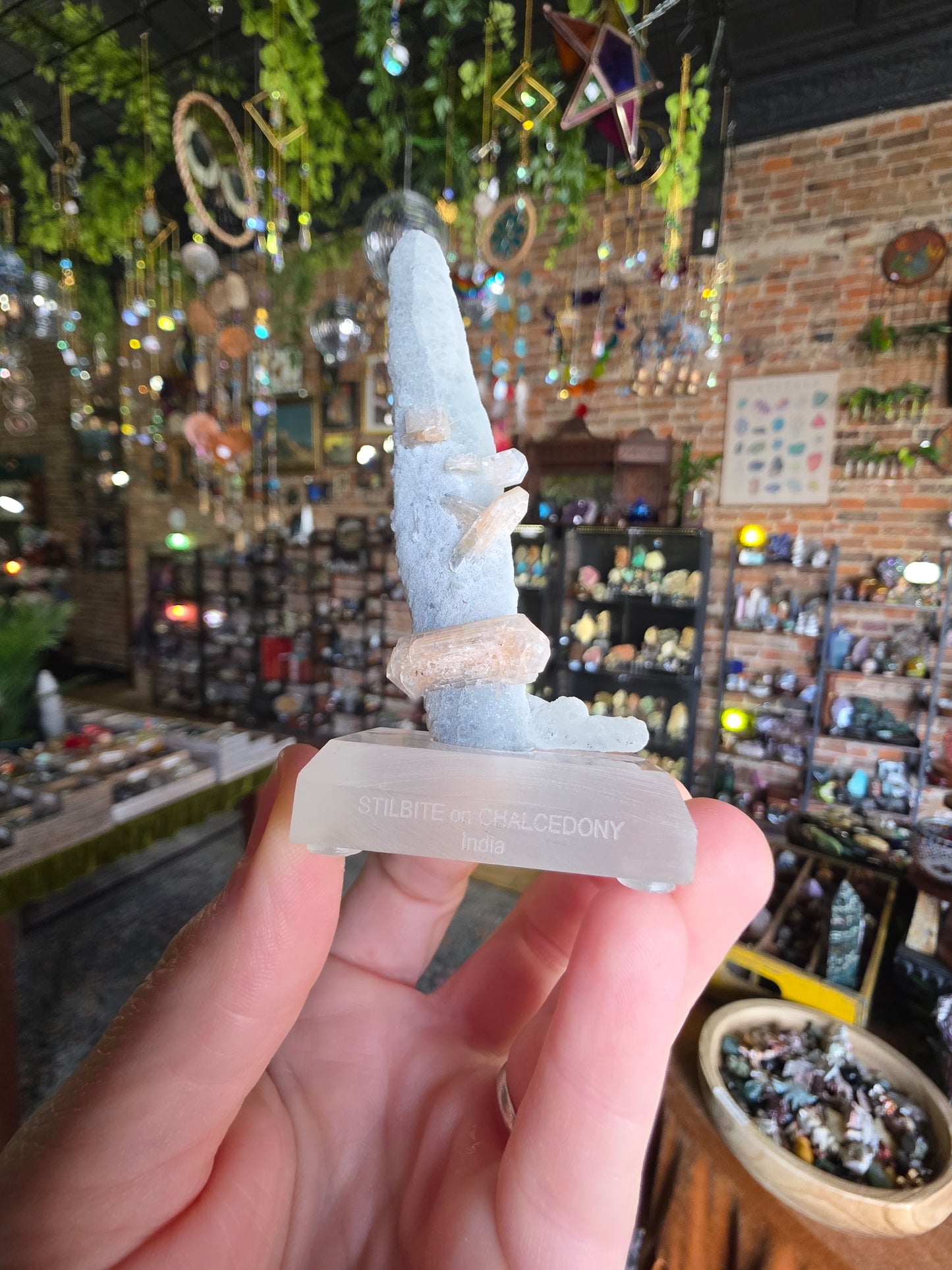 Stilbite on Chalcedony Stalactite