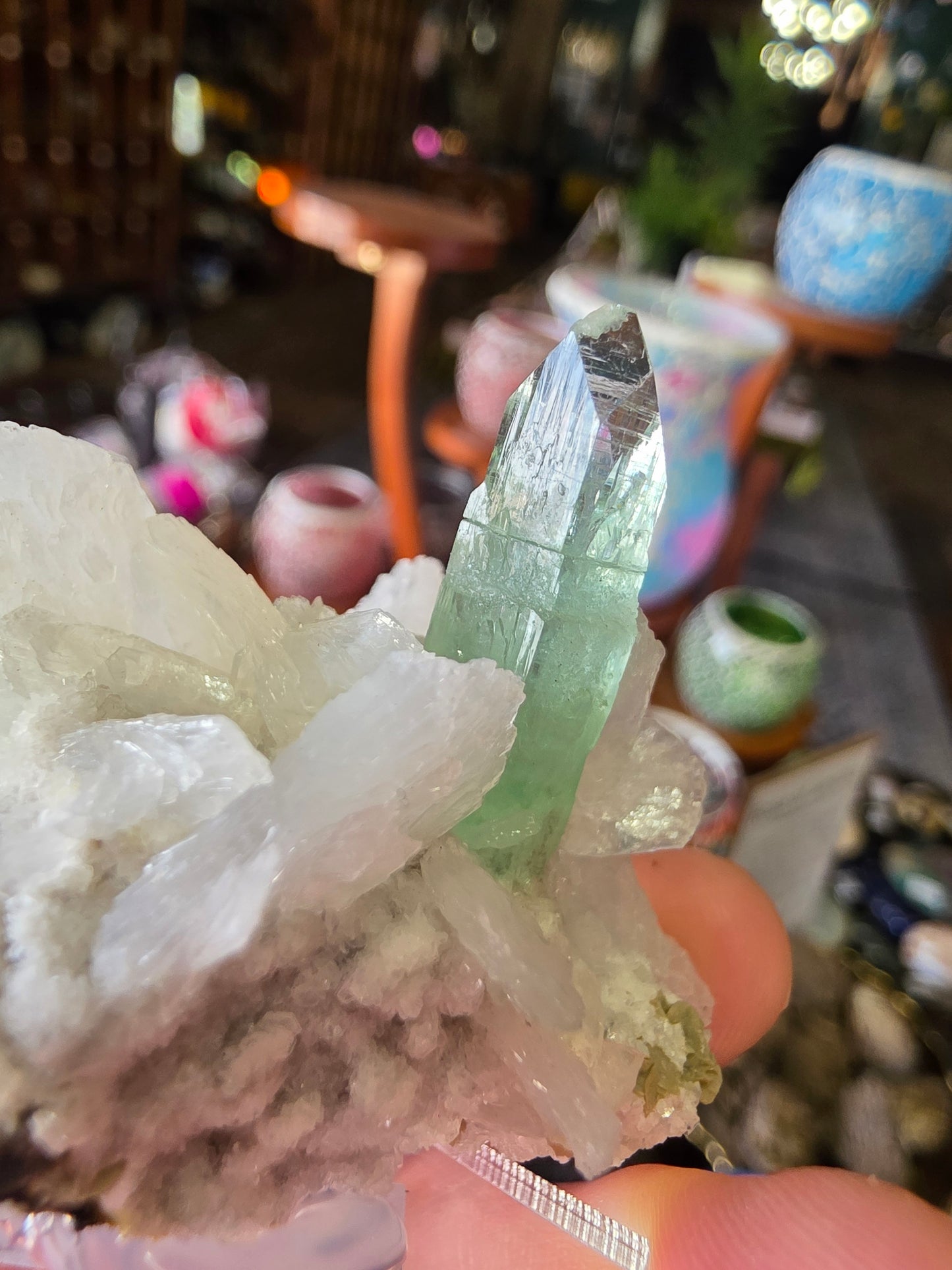 Green Apophyllite On Stilbite