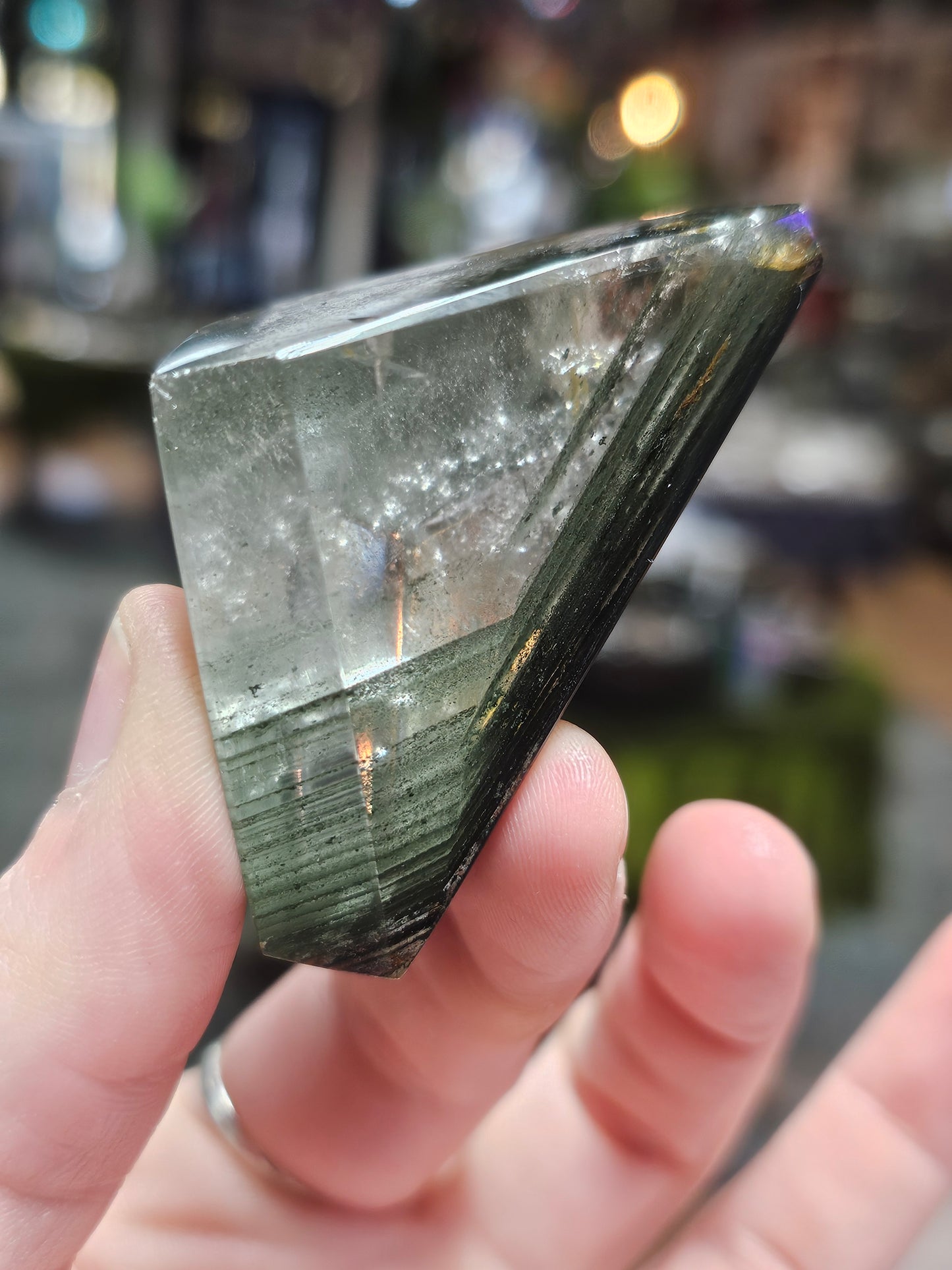 Garden Quartz Freeform with Chlorite Phantoms