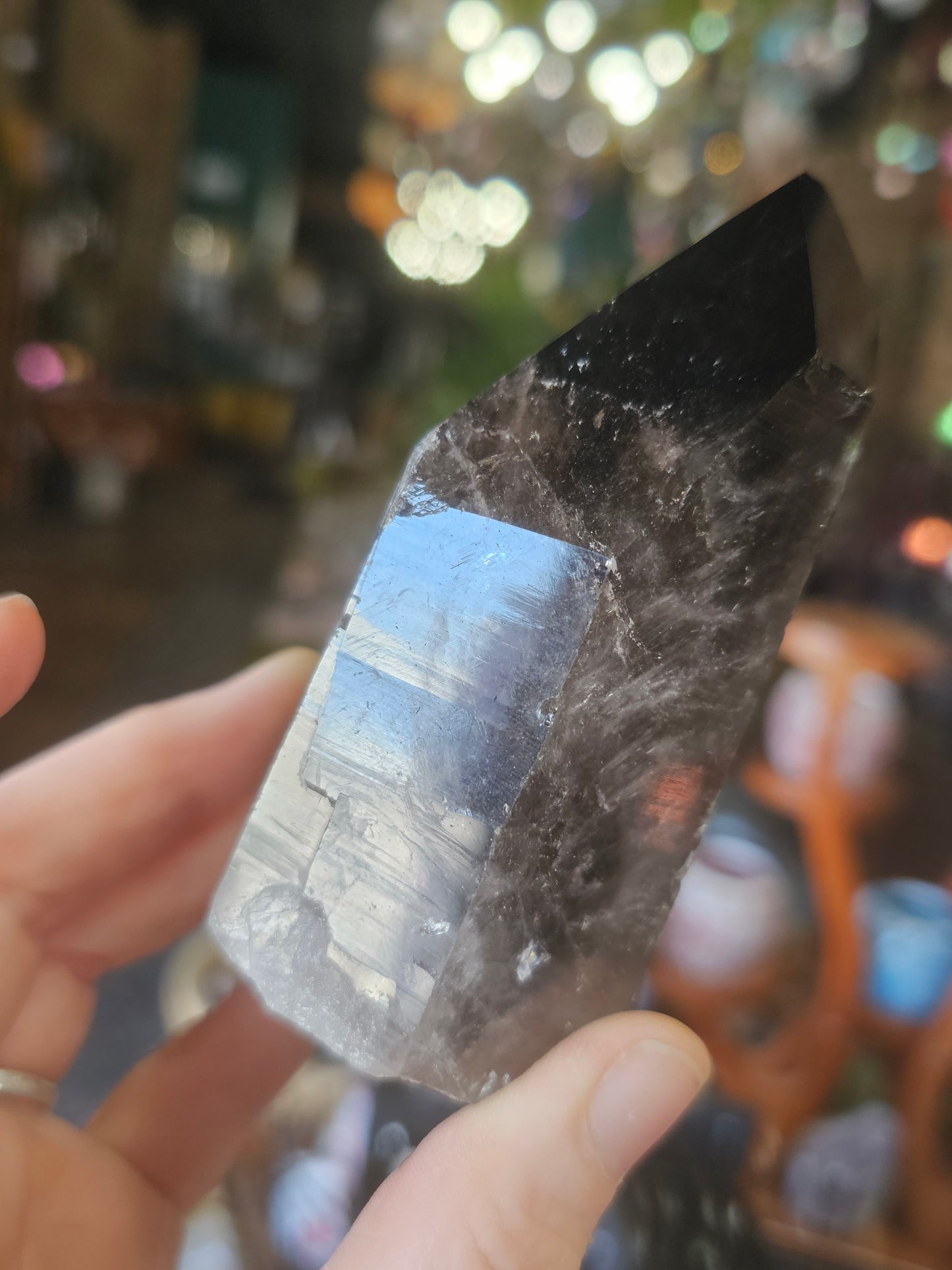 Partially Polished/ Raw Smoky Quartz Point