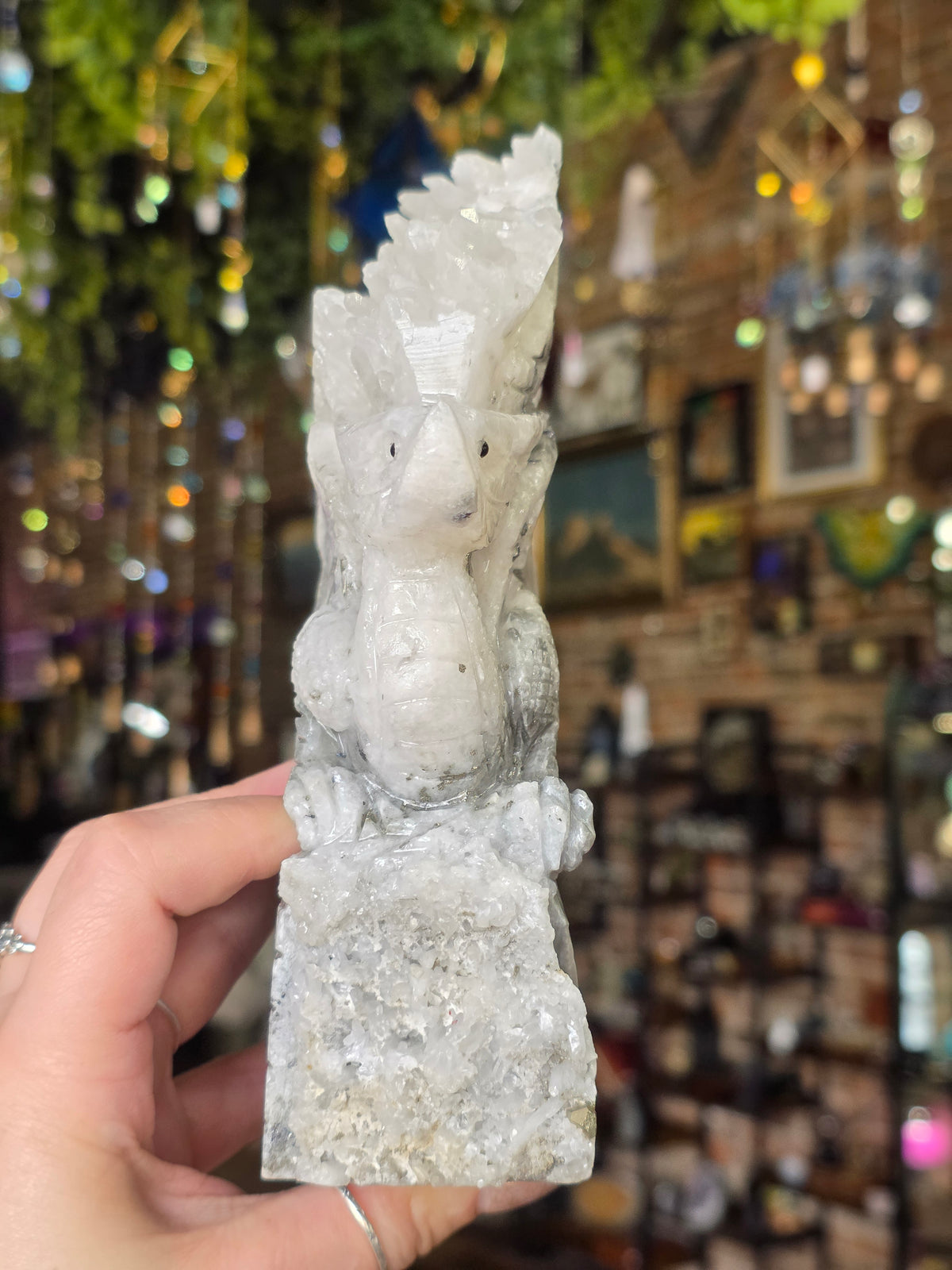 Quartz Cluster Dragon Carving