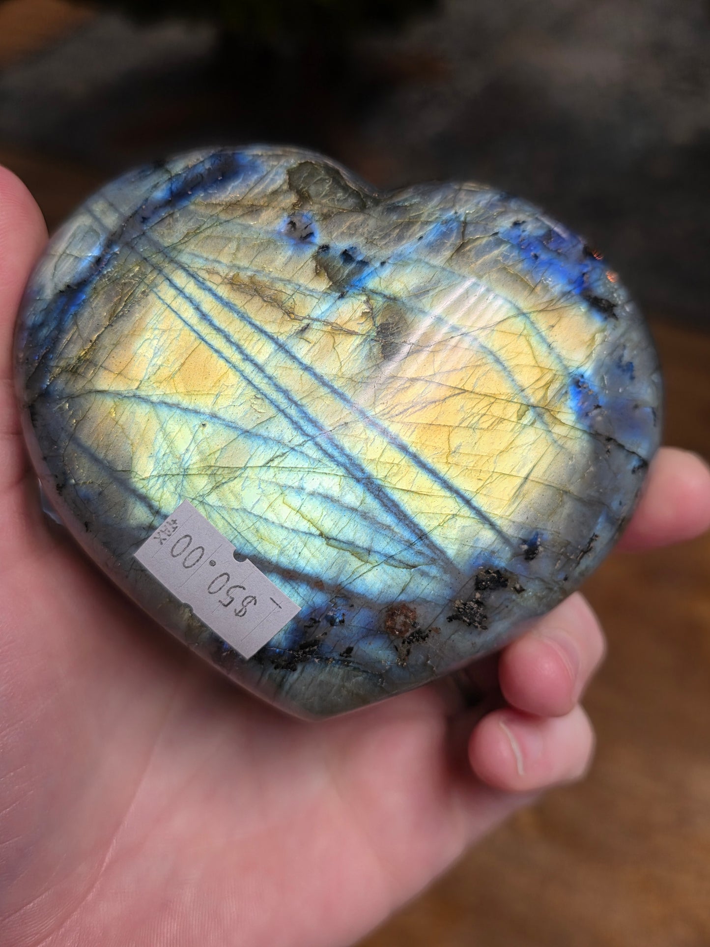 Labradorite Heart on Metal Stand