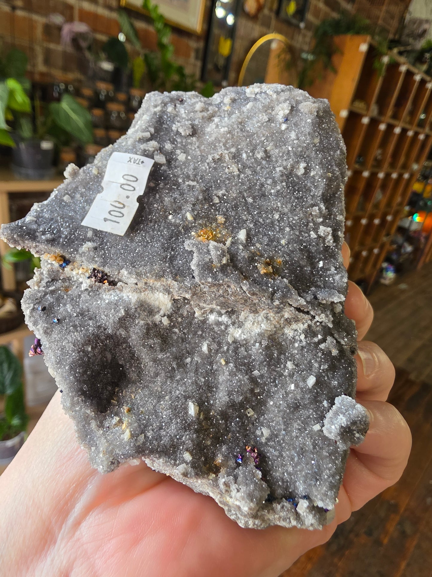 Chalcopyrite on Druzy Quartz