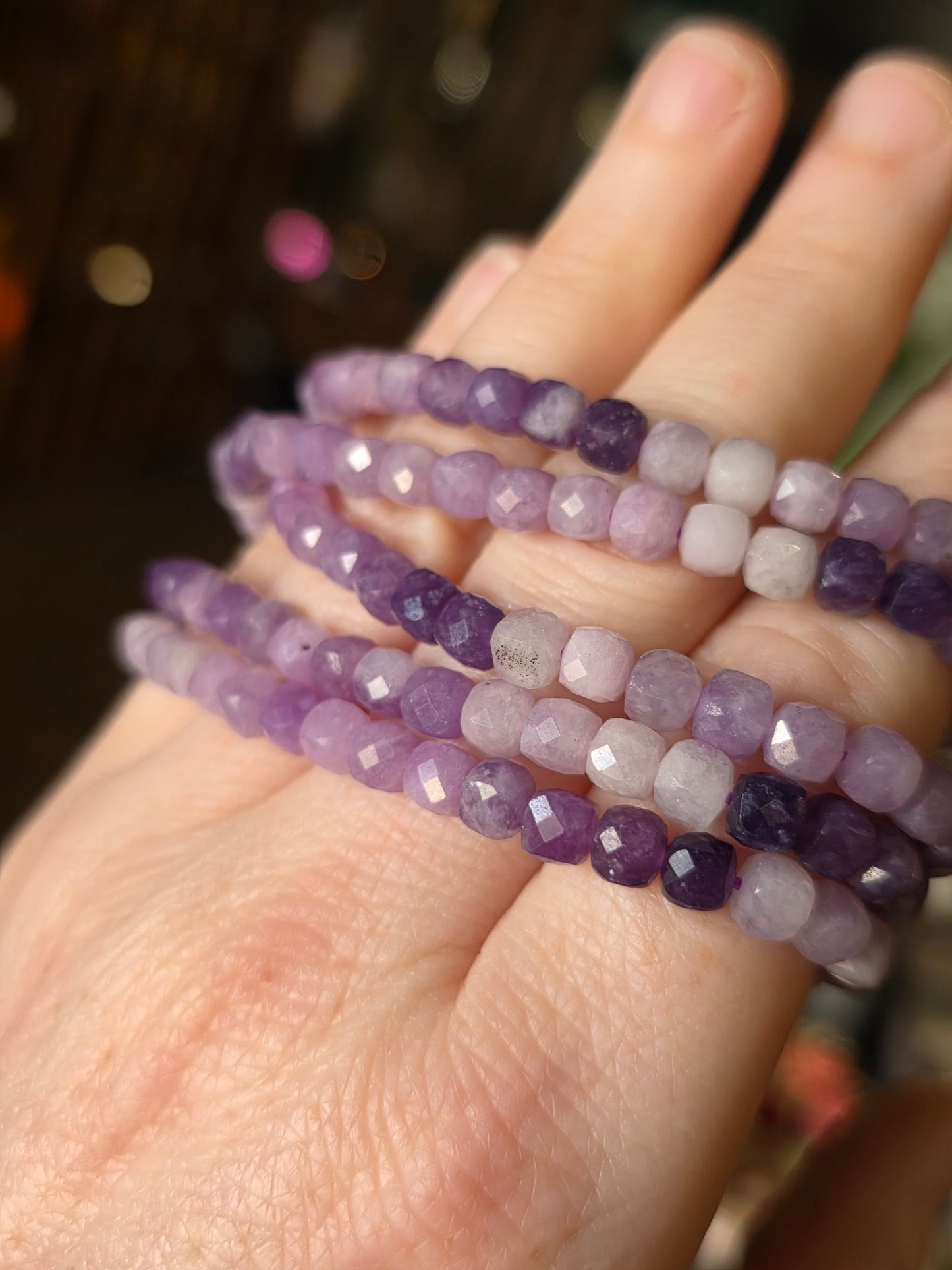 Faceted Lepidolite Bead Bracelet