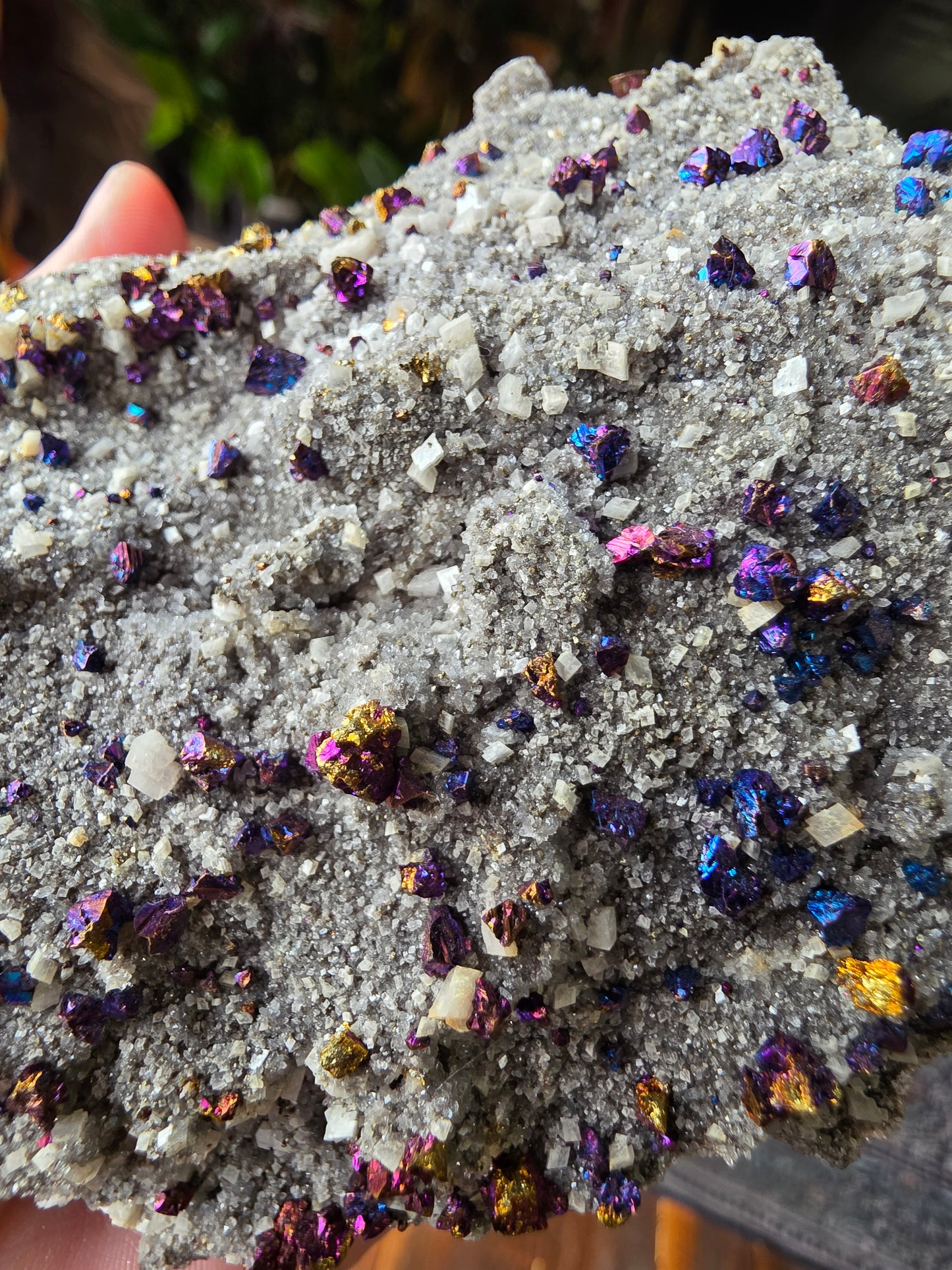 Chalcopyrite on Druzy Quartz