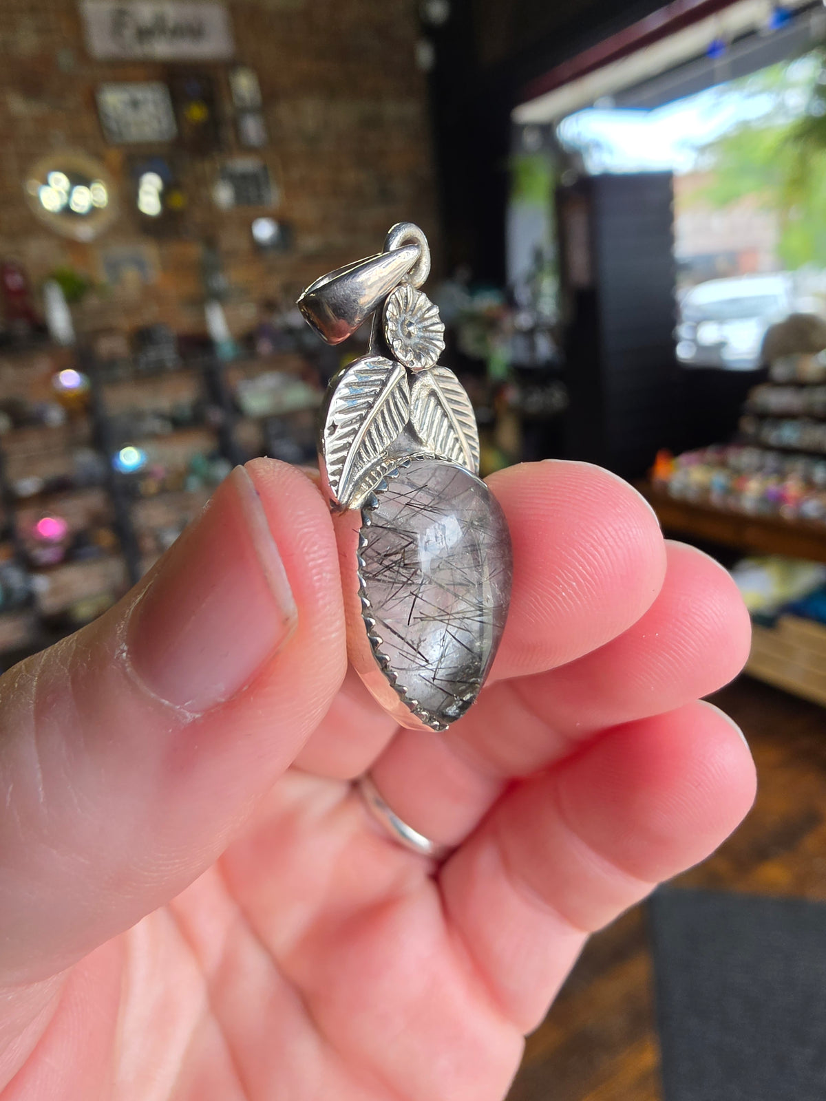 Black Tourmaline In Quartz Pendant