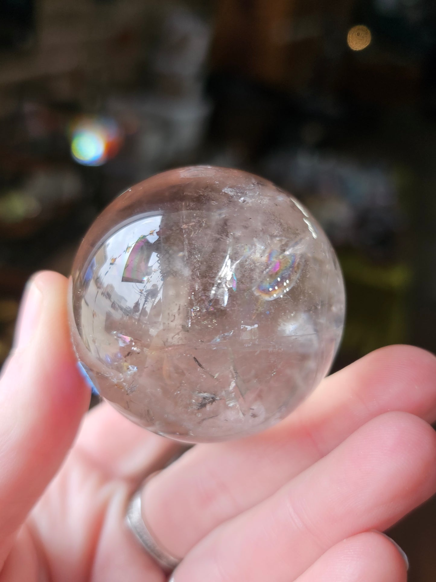 Green Mica in Quartz Sphere