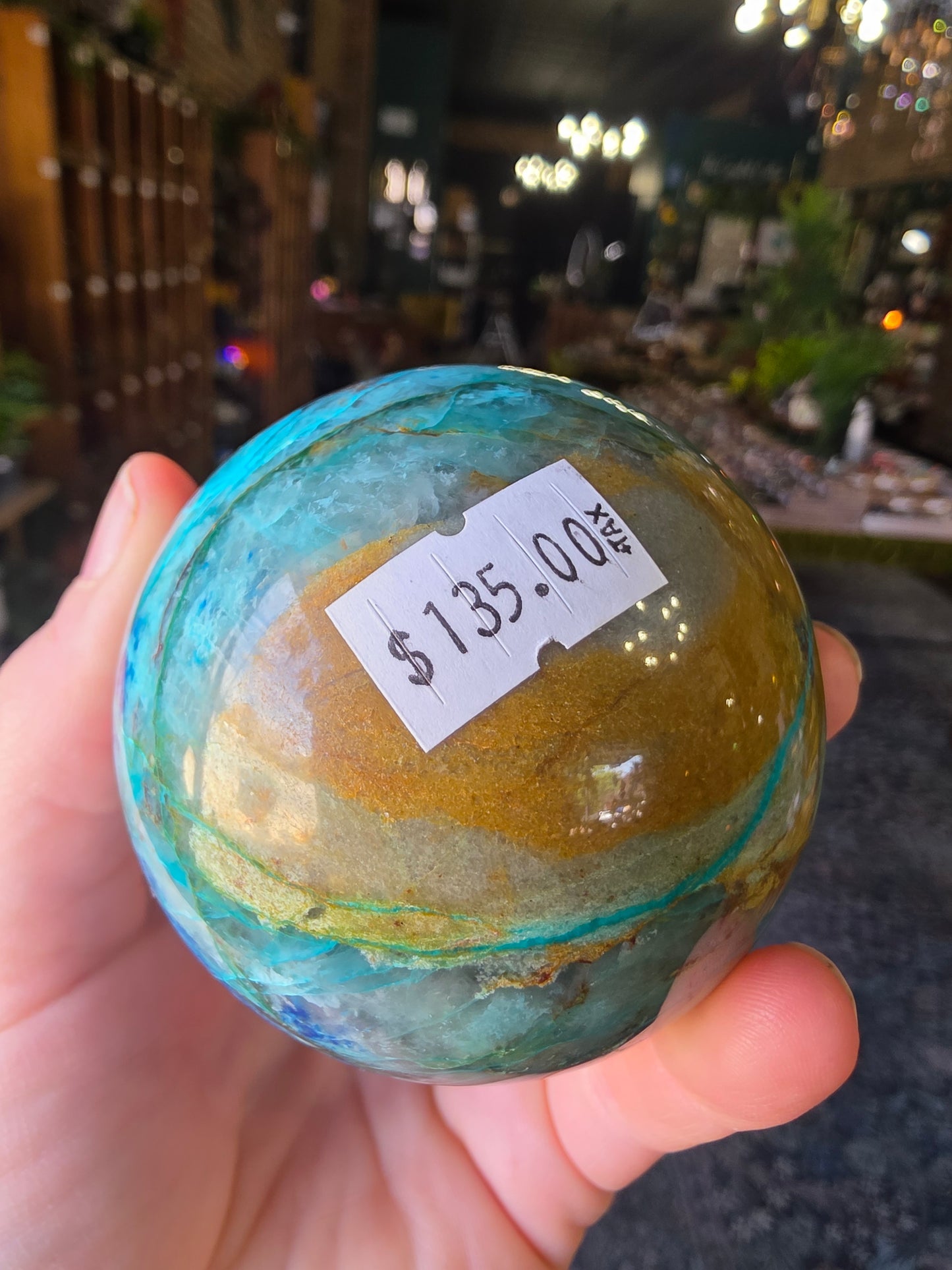 Chrysocolla and Shattuckite Sphere